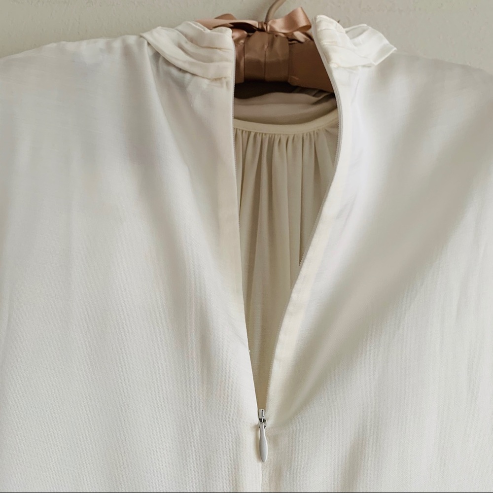 Sandro Courbe Satin Studded Back slit Top Blouse Ecru white - Picture 13 of 16